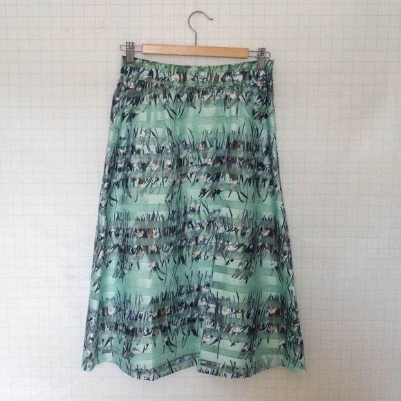 Anthropologie Maeve Floral Mint Striped Skirt - NWT - Picture 2 of 9